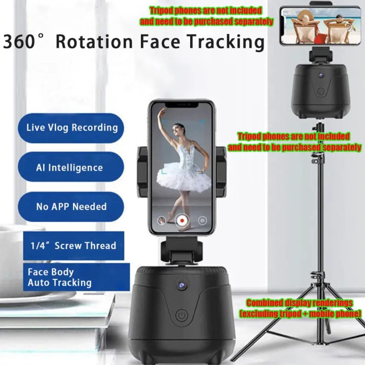 ตัวยึดกล้องติดตามใบหน้าอัตโนมัติช่วยให้ขาตั้งแบบสามขาเซลฟี่หมุนได้360-สำหรับโทรศัพท์สมาร์ทอุปกรณ์ช่วยยึดจับตัวกล้องกล้องถ่ายวิดีโอ-vlog