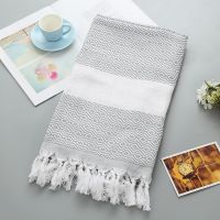 Cotton and Linen Turkish Beach Towels Plaid Thin Bath Towel Travel Camping Shawl Sunscreen Tassel Tapestry Spa Gym Yoga 100*180 Knitting  Crochet