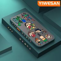 เคส YIWESAN สำหรับ VIVO Y91 Y91i Y95 Crayon Shin-Chan มีน้ำค้างแข็งโปร่งใสแข็งลายขอบสี่เหลี่ยมด้านข้างปลอกซิลิโคนกล้องกันกระแทกเคสนิ่ม