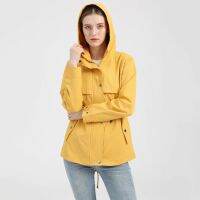 ใหม่ใน Trench Jackets Womens Hoodie Rain Watertight Coat Long Sleeve Solid Pockets Zipper Jacket Outdoor Windproof Rain Jacket