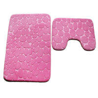 2Pcs Pebble Stone Bathroom Mat Funnel Cobblestone Bath Anti-Slip Carpet Mat Toilet Rug New Bathroom Mat Set