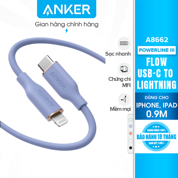 Cáp Anker Powerline III Flow USB-C to Lightning 0.9m – A8662