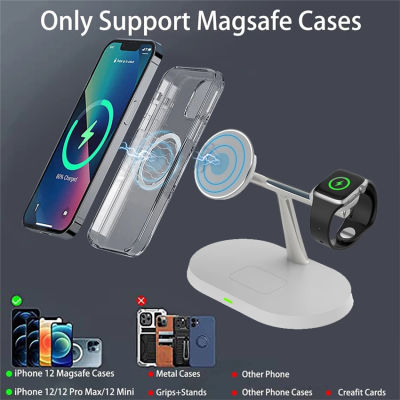 3 In 1 30W Magnetic Wireless Charger Stand สำหรับ Macsafe 14 13 12 Pro Qi Fast Charging Docking Station