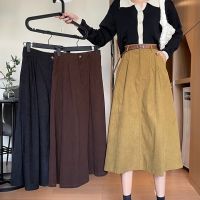 【CW】 Corduroy Skirt Waist Elascity Color Pockets A With 2021