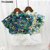 Boys floral suits the new summer 2023 male baby shirts with short sleeves casual two-piece outfit