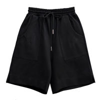 [EAM] Women Black Brief Drawstring Wide Leg Shorts New High Waist Loose Fit Trousers Fashion Tide Spring Autumn 2021 1DC426