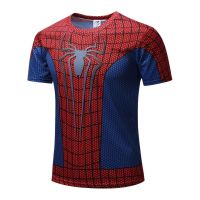 2023 In stock ◈Men Quick Dry T-shirt Superhero Spiderman 3D Pattern Sports Gym Fits Bodybuilding T-shirt，Contact the seller to personalize the name and logo