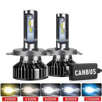 2ชิ้น H4ไฟรถยนต์แอลอีดี H7ชิป CSP CANBUS 120W 20000LM หลอดไฟไฟหน้ารถมอเตอร์ไซค์แบบ LED H1 H8/H9/H11 12V หลอดไฟไฟฉายคาดศีรษะ LED อัตโนมัติไฟตัดหมอก