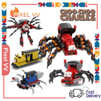 Choo-Choo Charles MOC ชุดบล็อกตัวต่อแมงมุมรถไฟของเล่นของเล่นตัวต่อแบบอาคารเกมน่ากลัว