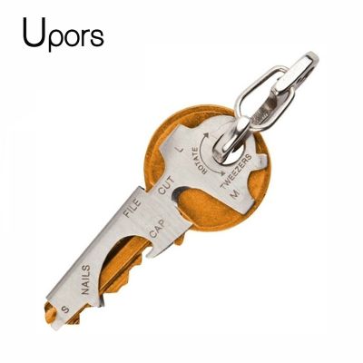 UPORS 8 IN 1 Bottle Opener Keychain Stainless Steel Multifunctional Keychain Beer Opener Keychain Corkscrew Wine Opener