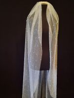 YouLaPan V91A Glitter Wedding Veil with Pearls Sparkle Tulle Bridal Veil Cathedral Shimmer Pearl Veil 79 Inches Width Wedding Hair Accessories