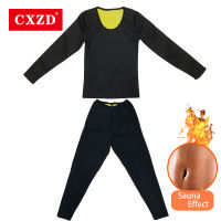 CXZD Neoprene เหงื่อซาวน่าเสื้อ Body Shapers เสื้อแขนยาวกางเกงเอวเทรนเนอร์ซาวน่าชุด Shapewear ลดน้ำหนักรัดตัว