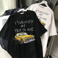 เสื้อยืดผ้าฝ้ายTom Holland สไตล์เดียวกันเสื้อยืดผู้ชาย I Survived My Trip To NYC T เสื้อการ์ตูนเสื้อลำลอง Streetwear Unisex แฟชั่น TShirt ชาย