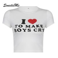 ㍿∏▬ Sweeticme ใหม่ เสื้อยืดลําลอง แขนสั้น ผ้าถัก พิมพ์ลายตัวอักษร สําหรับสตรี 2022