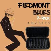 {》{-- NAOMI พิณ10รู C Key Piedmont Harmonika Blues 7ชิ้นชุดฮาร์โมนิกากันน้ำเคสใส่ของดนตรีแจ๊สบลูส์โฟล์ค