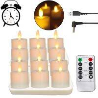 Rechargeable Remote Control LED Battery Operated Flameless Tea Lights Realistic Flickering Tealights with Moving Wick