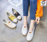 MOLISA Shoes-รองเท้า รองเท้าแฟชั่น รองเท้าทรงผ้าใบ หนังแท้ 100% Leather flat shoes sneakers 1710