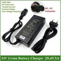 แบตเตอรี่ลิเธียมไอออนลิเธียม29.4V 3A ที่ชาร์จแบตเตอรี่24V จักรยานไฟฟ้าสำหรับ7ชุดแบตเตอรี่ลิเธียมขั้วต่อพีซีคอนเนคเตอร์ IEC