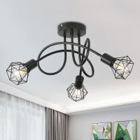 Modern LED Ceiling Chandelier LED Chandeliers Ceiling Hanging 3 Heads Black grille wrought iron Hanging Lights For Bedroom