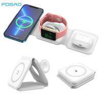 ZZOOI 15W 3in1 Wireless Charger Foldable For iPhone 12 13 14Pro Max Magnetic Fast Charging Dock Stand For Apple Watch Airpods Portable