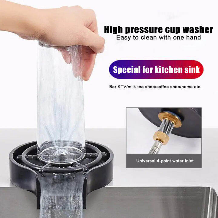 Faucet Glass Rinser For Kitchen Sink Automatic Cup Washer Bar Glass