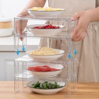 【CC】 2pcs Fridge Layered Shelf Organizer Rack Racks Items Stackable  Tray Storage Closet