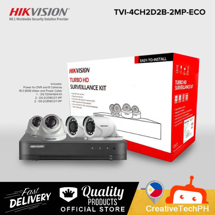 Hikvision TVI-4CH2D2B-2MP Eco 2MP 4CH Digital Video Recorder Kit HDTVI ...