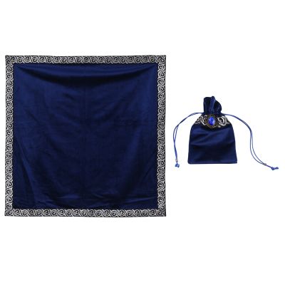 Tarot Cards Tablecloth Velvet Divination Wicca Tapestry Tablecloth with Tarot Pouch Purple