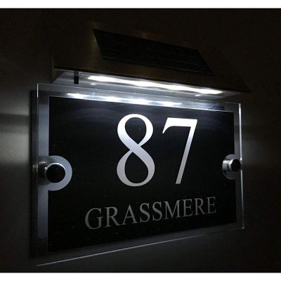 【LZ】☁☫✴  DIY House Number House Number Personalised! Modern House Signs Plaques Door Numbers 1-9999 Street Name Solar Light LED Door Sign