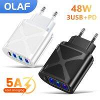 [ใหม่2023] Olaf 48W เครื่องชาร์จ USB Quick Charge 3.0อะแดปเตอร์โทรศัพท์สำหรับไอโฟนหัวเหว่ย Xiaomi Samsung แท็บเล็ต iPad ชาร์จไฟด่วนสากล4พอร์ต