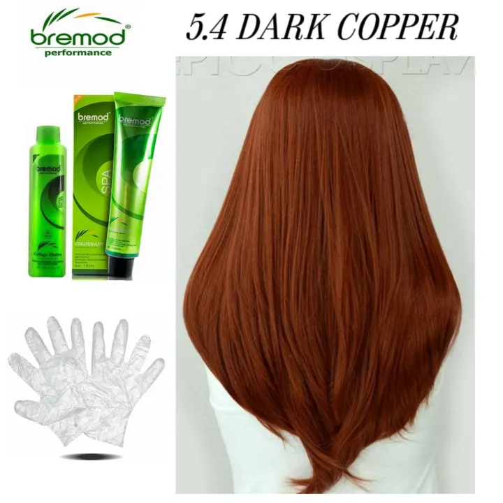 BREMOD 5.4 DARK COPPER Permanent Hair Color (100ml) set with Oxidizer ...