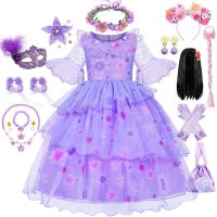 Birthday Charm Girls Isabella Costume Fluffy Purple Layered Frock Kids Fantasy Princess Dress Carnival Halloween Cosplay Outfits