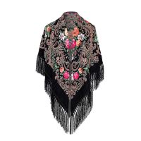 Women Lady Muslim Folk-custom Print Tassel Square Scarf Wrap Shawl Travel Neck Hair Tie Band Bag Warp Soft Neckerchief Hijab