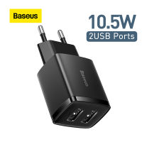 Baseus ที่ชาร์จสำหรับเดินทางแบบ USB 10.5W ที่ชาร์จติดกำแพงแบบพกพาขนาดเล็กชาร์จโทรศัพท์สองพอร์ตสำหรับ Xiaomi ไอโฟนหัวเหว่ย