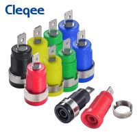 Cleqee P3007 10ชิ้น/เซ็ต5สี4มม. ชุบนิกเกิลที่ยึดติดรูปกล้วยแจ็คเสียบซ็อกเก็ต