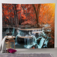 Tapestry Scenery of Autumn Red maple Wall Decor Hanging Background cloth