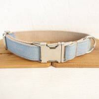 【New-store】 PETS MART mall MUTTCO Retailing Self-Design Dog Collar THE LIGHT JEAN Handmade Collar Wathet Blue And White 5ขนาดปลอกคอสุนัข UDC034