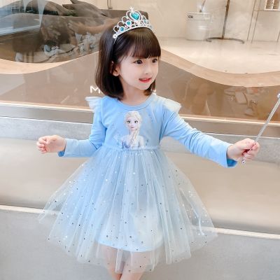 Girls Aisha Princess Dress Spring 2023 Baby Girl Long Sleeve Cartoon Toddler Dress Fall Kids Frozen Elsa Clothes Party Dresses