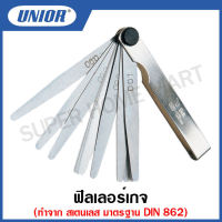 Unior ฟิลเลอร์เกจ ทำจาก สเตนเลส มาตรฐาน DIN 862 ขนาด 8 ใบ , 13 ใบ และ20ใบ (Feeler Gauges) รุ่น 701