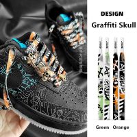 New Design Graffiti Skull Printing Shoelaces Women Men Trend Personality Sport Casual High-top Flat Canvas Shoes Laces Dropship