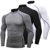 Rashguard Mens Running Shirt Long Sleeve Gym Compression Bodybuilding T-Shirt Men Quick-drying Stretchy Fitness Sport Tights