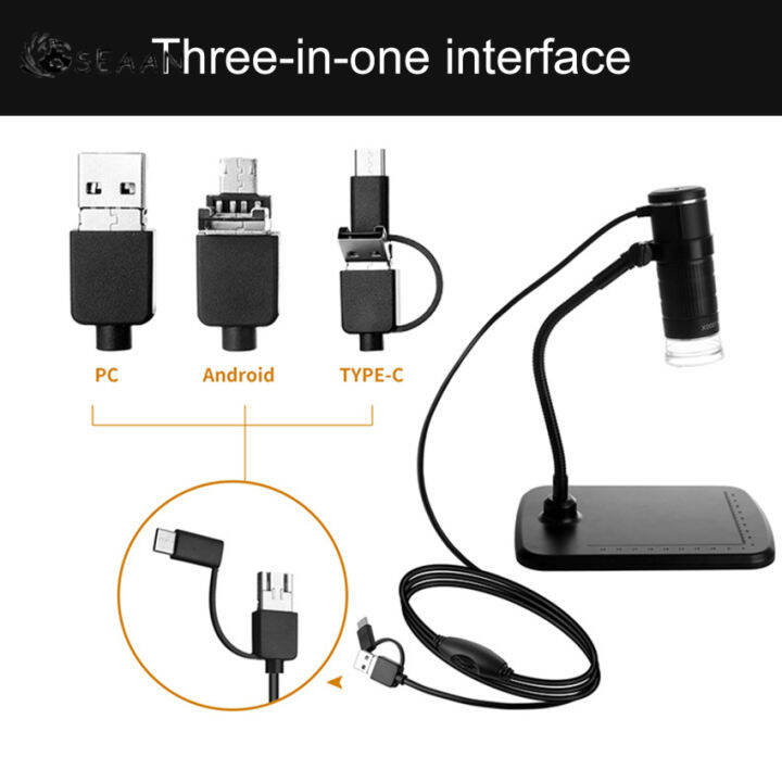 8led-1000x-กล้องจุลทรรศน์ดิจิทัล-hd1080p-3in1ชนิด-c-usb-แว่นขยายอิเล็กทรอนิกส์แบบพกพาแท่นวางหลอดงูสำหรับแอนดรอยด์พีซี