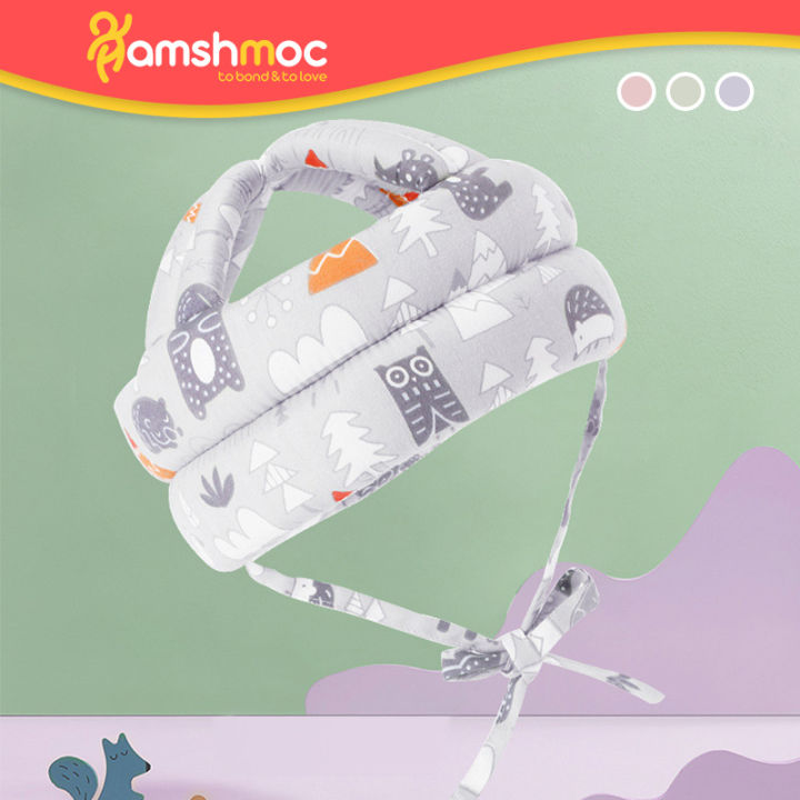 hamshmoc-หมวกกันน็อคป้องกันศีรษะเด็กวัยหัดเดิน-หมวกกันน็อคความปลอดภัยของเด็กผ้าฝ้ายกันตกป้องกันการชนสามารถปรับได้ระบายอากาศได้ดีสำหรับการเรียนรู้ของลูกน้อยในการเดินอุปกรณ์เสริมเพื่อความปลอดภัย