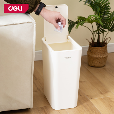 Deli ถังขยะมินิมอล ถังขยะมีฝา ถังขยะทรงเหลี่ยม ถังขยะฝาสวิง ถังขยะอเนกประสงค์ เก็บกลิ่นได้ดี มี 2 ขนาด Hand Roll Bag