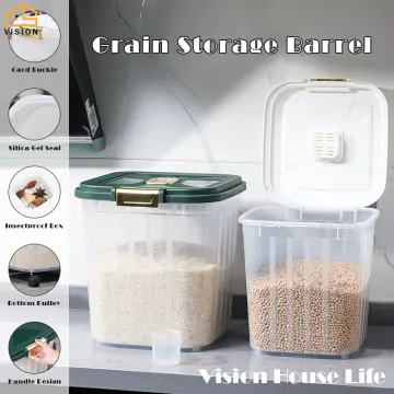 1pc Plastic Rice Barrel & Flour Canister, Grain Storage Container, Sealed  Rice Bin
