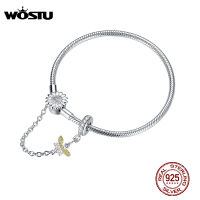 WOSTU Silver Bracelet 925 Sterling Silver Busy Bee &amp; Sunflower Safety Chain Women Bracelets for Women Fashion Jewelry CTB041