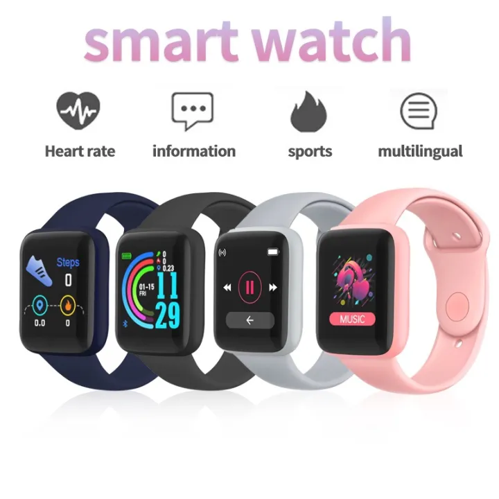 Y68 Smart Watch Macaron Sports Fitness Bluetooth Calls Custom Wallpaper