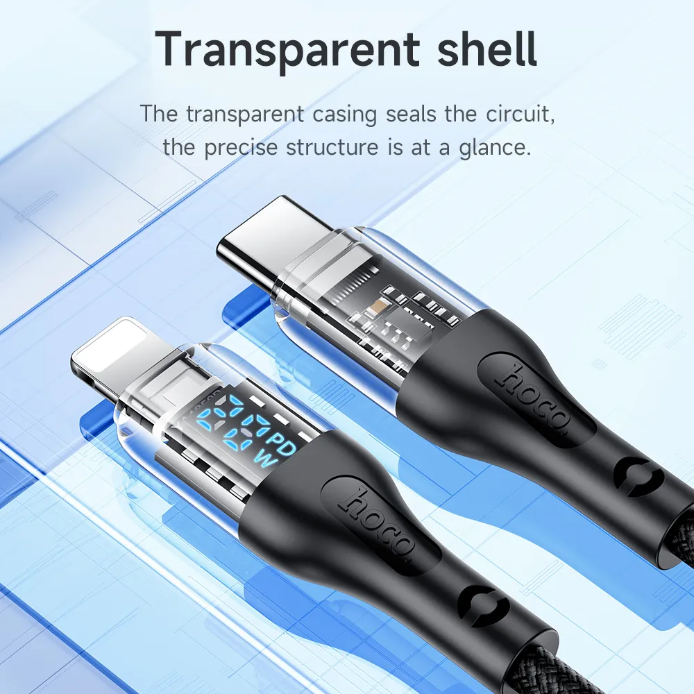 HOCO 100% Original U115 Transparent Discovery USB C To Type C Cord 20V/5A Fast