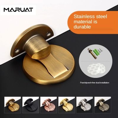 Door Stopper Suction No Punching Stainless Steel Magnetic Floor Suction Invisible Stainless Steel Adjustable Magnetic Door Stop Door Hardware Locks