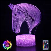 Horse Style 3D Illusion Night Lights 7 Color LED Changing Touch Remote Control USB Table Lamp For Home Room Decor Holiday Gifts Ceiling Lights